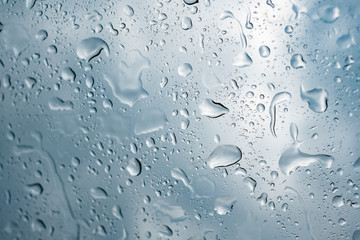 Picture Inside of water rain drops on car window glass