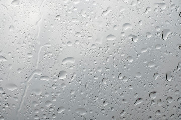Picture Inside of water rain drops on car window glass