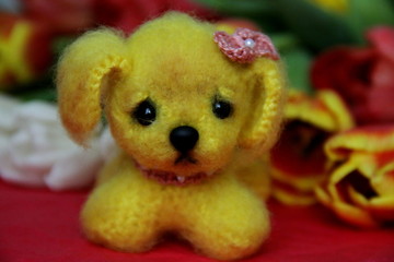 Small doggy with flowers