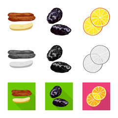 Vector illustration of food  and raw  symbol. Set of food  and nature   vector icon for stock.
