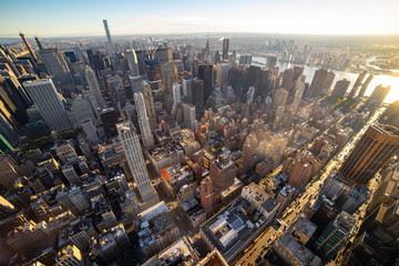Fototapeta premium Widok z lotu ptaka na panoramę Nowego Jorku, Manhattan