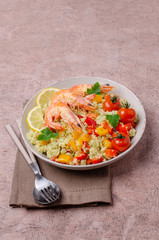 Couscous with vegetables and shrimp