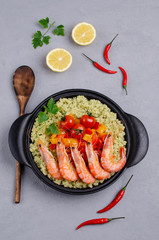 Couscous with vegetables and shrimp