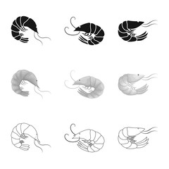 Isolated object of appetizer and ocean logo. Set of appetizer and delicacy stock symbol for web.