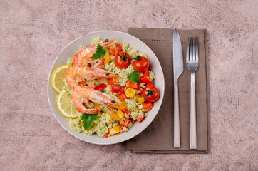 Couscous with vegetables and shrimp