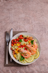 Couscous with vegetables and shrimp