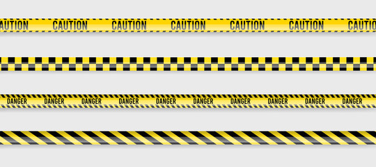 Caution lines isolated. Warning tapes. Danger signs.