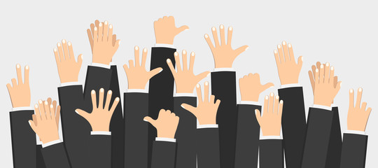 Raised up hands. Business concept