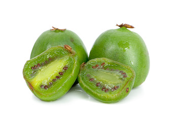 mini kiwi baby fruit on white background