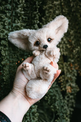 handmade teddy fennec in flowers 