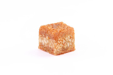 Middle eastern, Turkish sweet pastry baklava isolated on white background