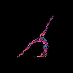 Creative silhouette of gymnastic girl. Art gymnastics vector