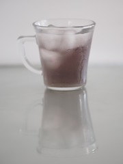 Water droplets beside the glass ice cool Mirror reflection