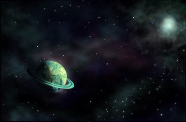 planet in space. starry sky.