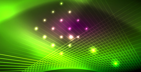 Neon glowing lines, magic energy space light concept, abstract background wallpaper design