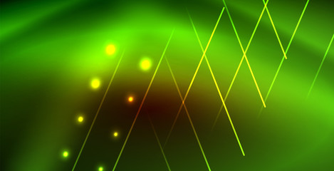 Neon glowing wave, magic energy and light motion background