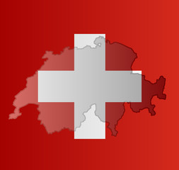 Graphic illustration of a Swiss flag with a contour of its borders