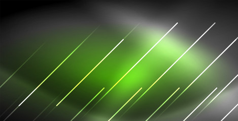 Neon glowing lines, magic energy space light concept, abstract background wallpaper design