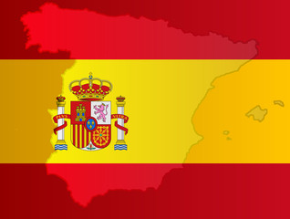 Graphic illustration of a Spanish flag with a contour of its borders