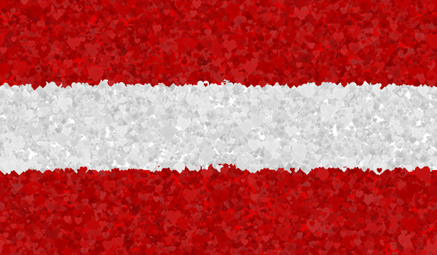 Graphic illustration of an Austrian flag with a heart pattern