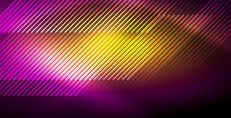 Neon glowing lines, magic energy space light concept, abstract background wallpaper design