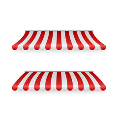 Marketplace striped roof. Awnings shadows front view. Vector illustration