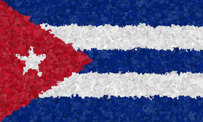 Graphic illustration of a Cuban flag with a heart pattern