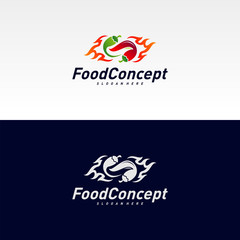 Hot Food Logo Concept Vector. Red Chili logo Design Template Vector. Hot Chili Icon Symbol
