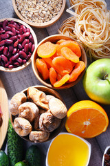 Assorted organic food products on the table