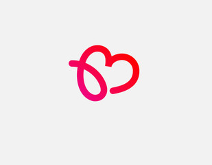 Gradient linear logo letter B and heart for web site © Logomarket