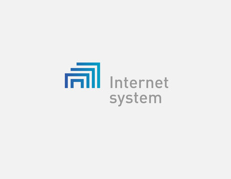 Abstract linear blue logo internet web system