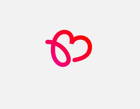 Gradient linear logo letter B and heart for web site