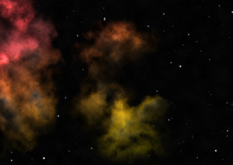Star field in space and a nebulae. 3D rendering