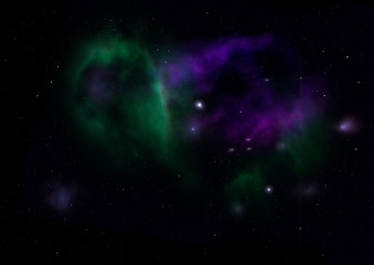 Star field in space and a nebulae. 3D rendering