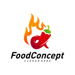 Hot Food Logo Concept Vector. Red Chili logo Design Template Vector. Hot Chili Icon Symbol