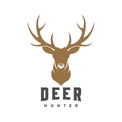 Fotobehang vintage deer head logo illustration © mufurii