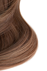 Fototapeta premium Natural brown hair isolated on white. Background