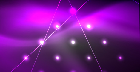 Neon glowing lines, magic energy space light concept, abstract background wallpaper design