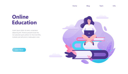 Online education web banner. Idea of distance