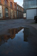 Puddle in an industrial area