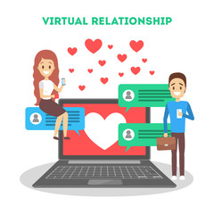 Online dating app. Virtual relationship and love.