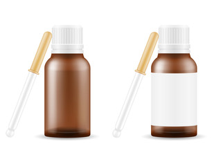 medical drops in a glass bottle for the treatment of diseases empty template blank stock vector illustration