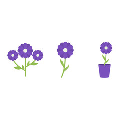 Flowers vector flat icons, plants vector illustration