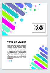 Cover with flat geometric pattern. Cool colorful background. Applicable for banners, placards, posters, flyers, presentations, websites.