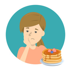 Woman with food aversion or eating disorder