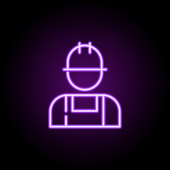 worker, master neon icon. Elements of construction set. Simple icon for websites, web design, mobile app, info graphics