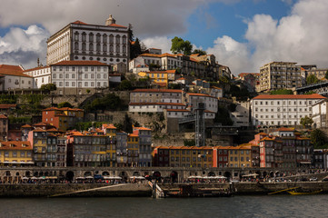 Fototapeta na wymiar Landscape of typical colorful houses in the centre of Porto,Portugal.