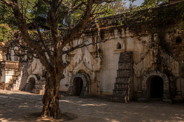 Fototapeta na wymiar Tilawkaguru Cave monastery is found on the Sagaing hillside and was built around 1672.