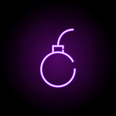 bomb neon icon. Elements of construction set. Simple icon for websites, web design, mobile app, info graphics