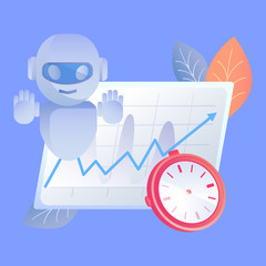 Digital Time Manager Flat Vector Illustration